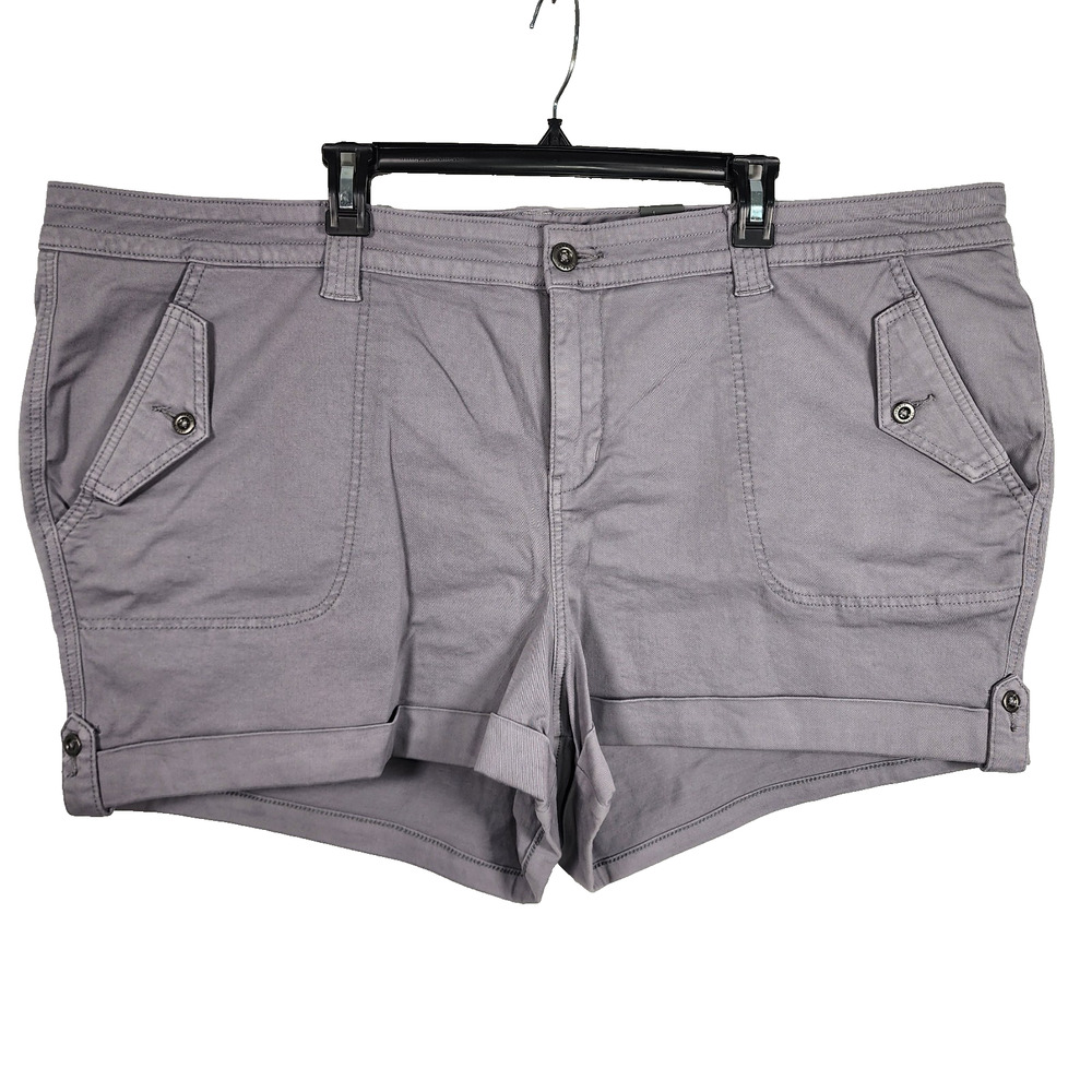 Torrid Military Sky Rocket Stretch Twill Mid-Rise Cuffed Short Gray 3.5 Inch 28